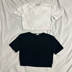 Crop Tee - White and Black